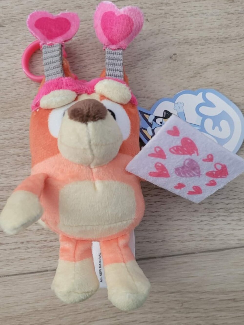 new dan dee BLUEY BINGO PLUSH BACKPACK CLIP keychain valentines dog